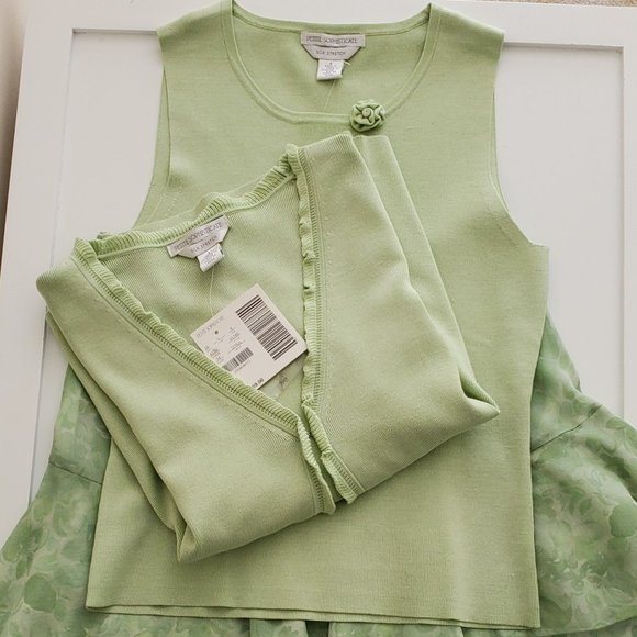 Petite Sophisticate Silk Stretch Cardigan & Shell Set | NWT | P | Light Green - Picture 10 of 16